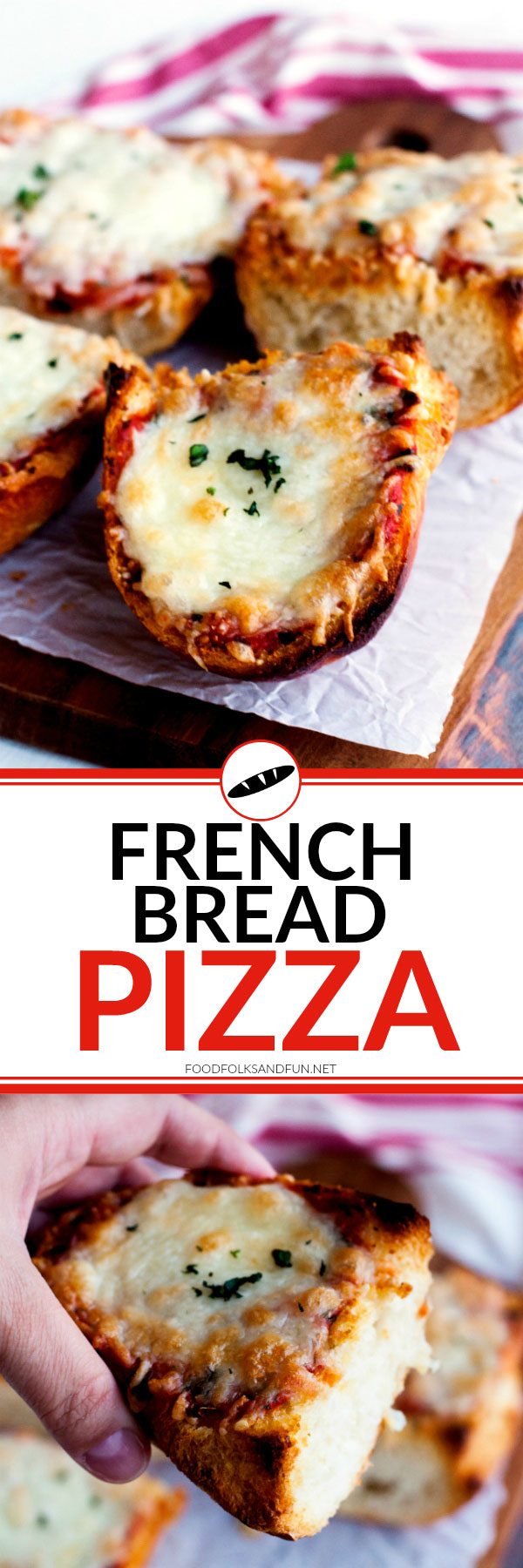 Serve this French Bread Pizza for pizza night, weeknights, or weekends. It’s delicious and so easy to make; get it on your table in less than 30 minutes! via @foodfolksandfun