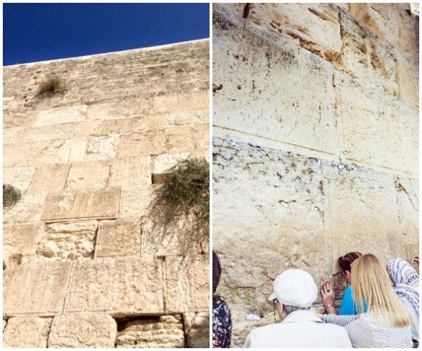 A picture collage of the Western Wall in Jerusalem, Israel. 