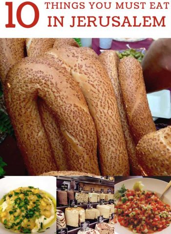 A collage of various food items you must eat in Jerusalem