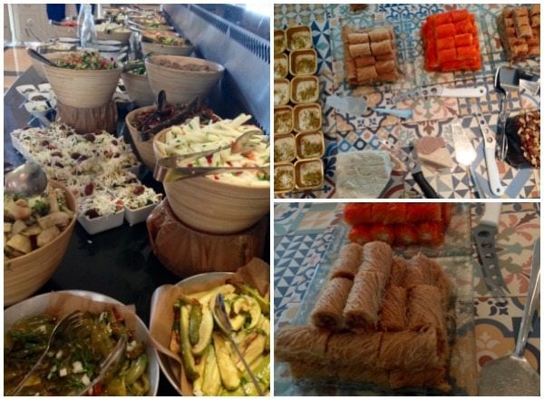 A collage of breakfast at Inbal Hotel