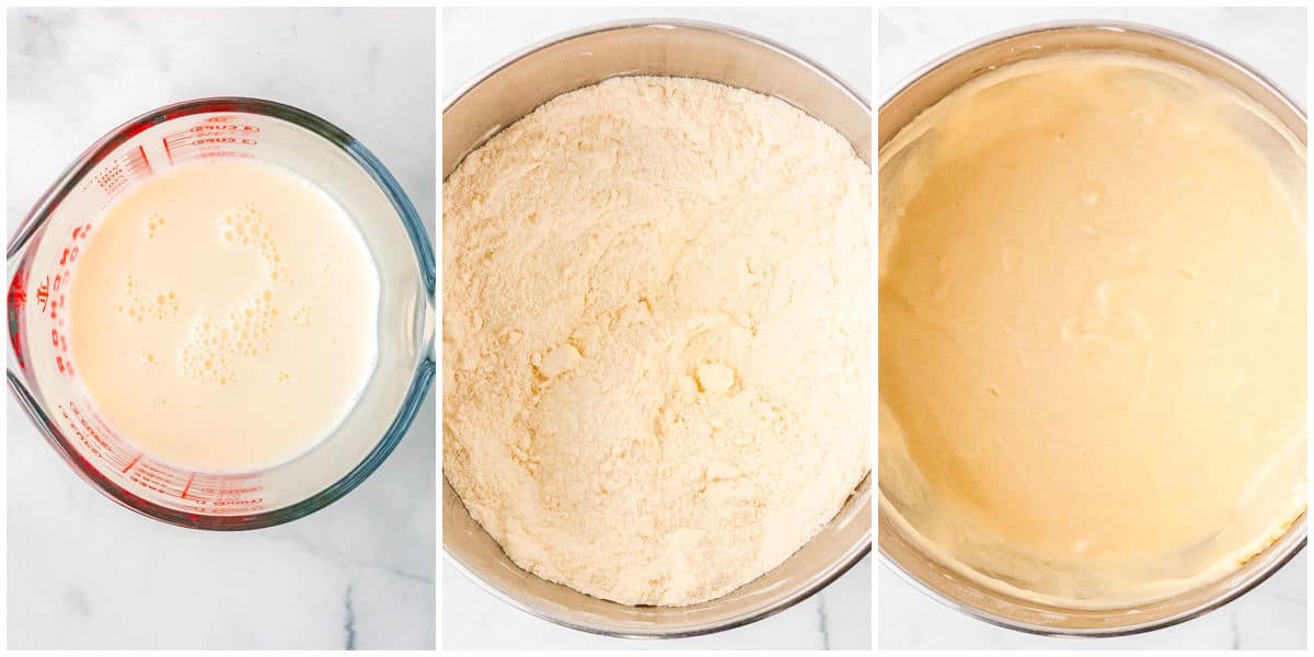 The cake batter mixed together.