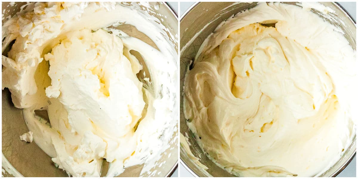 The lemon cream filling mixed together in a mixing bowl.