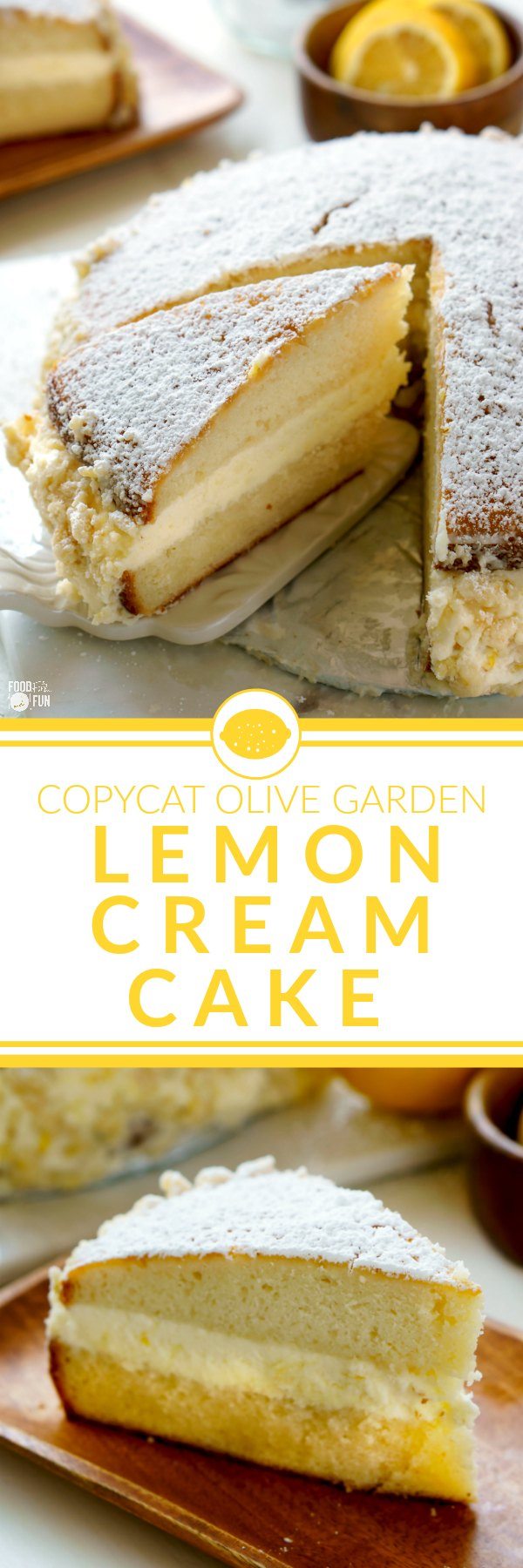This Copycat Olive Garden Lemon Cream Cake is completely homemade, and is every bit as good as the original—and dare I say, even better! via @foodfolksandfun