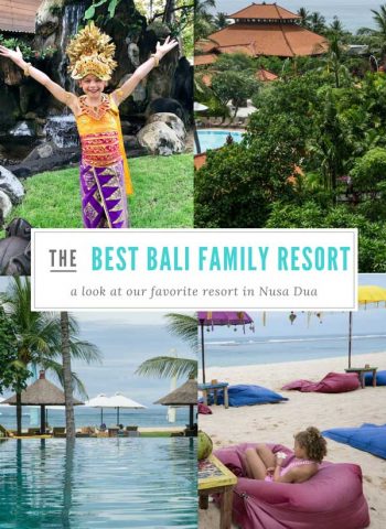 A collage of the best family resort in Bali with text overlay for Pinterest