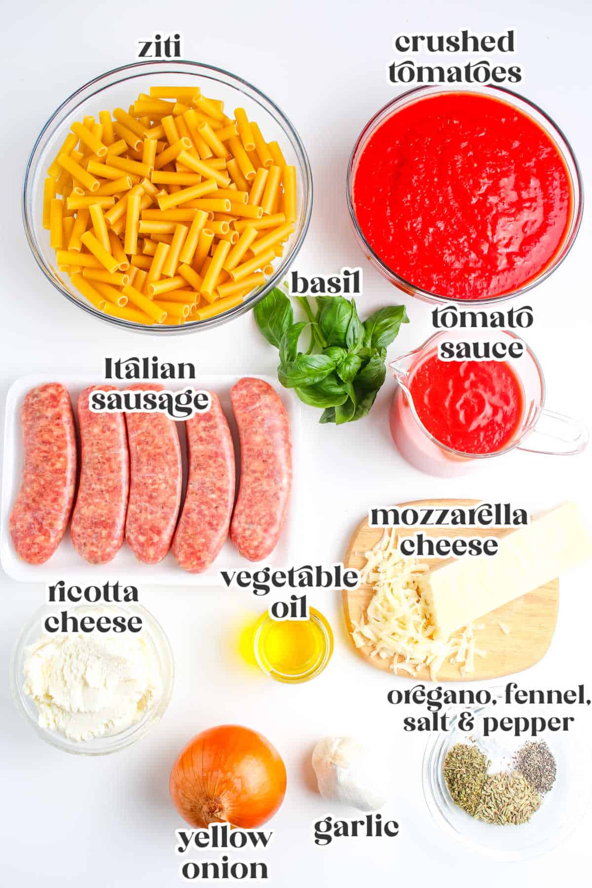 The recipe ingredients with text overlay labeling each.