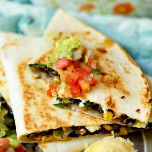 Vegetarian Quesadillas in a stack on a plate
