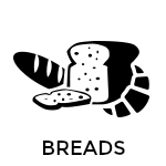 Clip art of breads with text overlay for social media