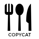 Clip art of utensils with text overlay for social media