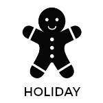 Clip art of gingerbread man with text overlay for social media