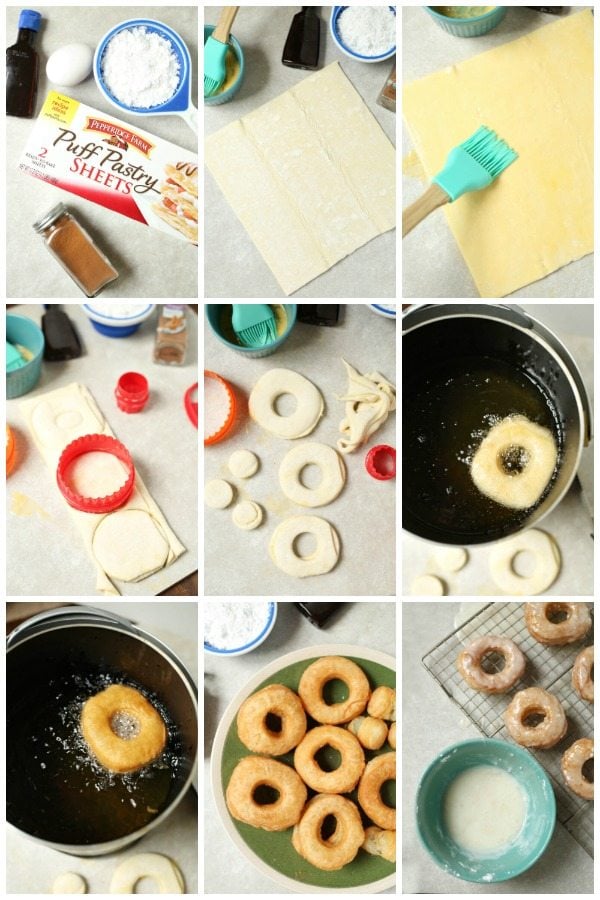 Picture collage of How to make Puff Pastry Cronuts
