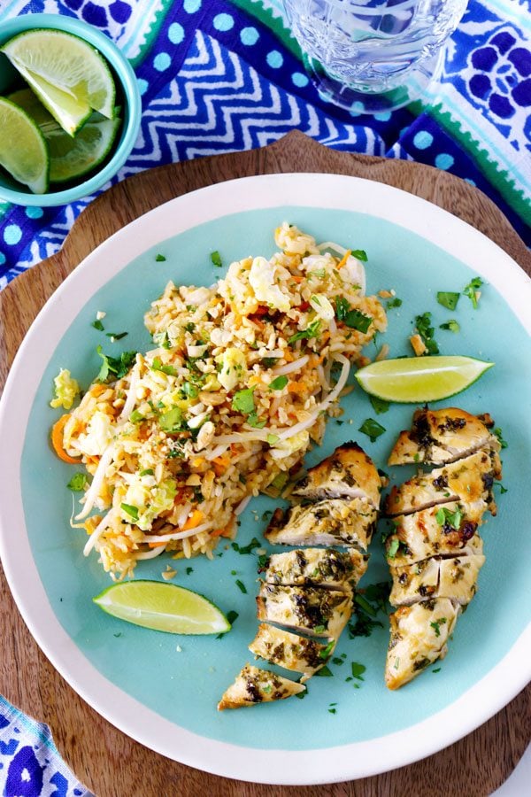 Cilantro Thai Chicken with Pad Thai Fried Rice - both exclusive recipes from Food, Folks and Fun!