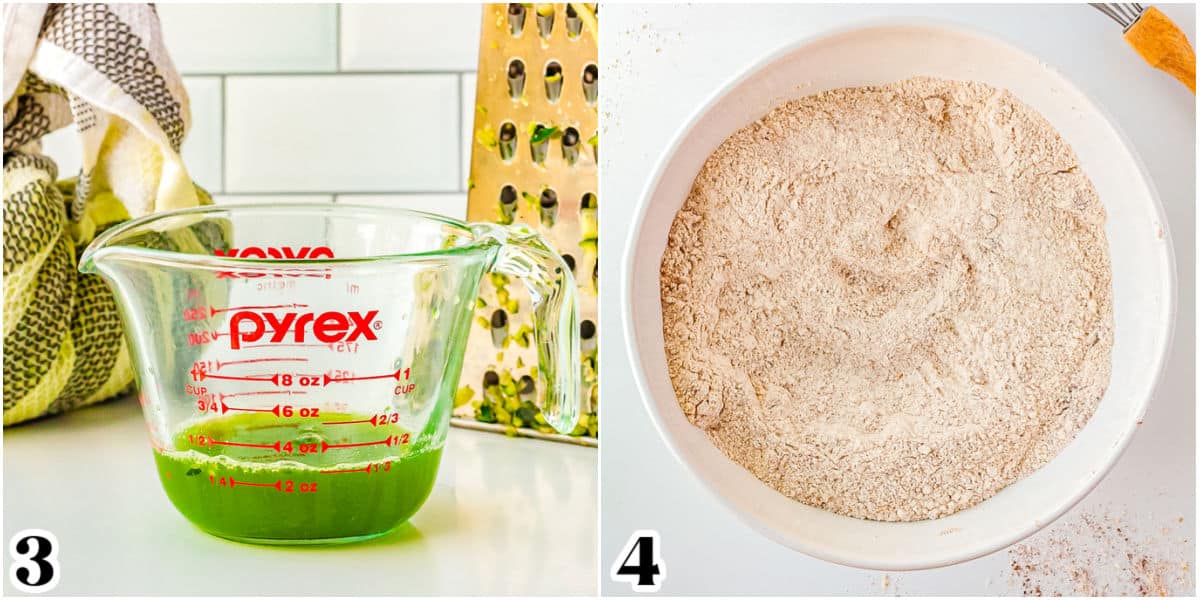 Liquid from shredded zucchini in a measuring cup.