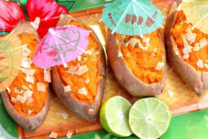 Twice Baked tropical sweet potatoes