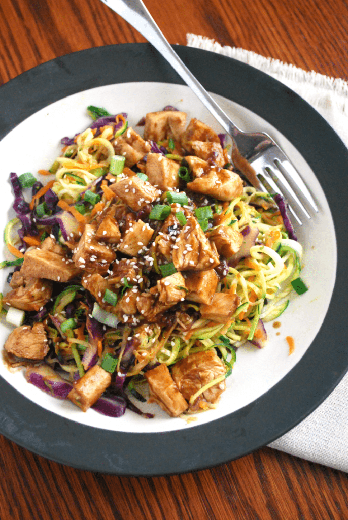 Easy Chicken Zoodles in a bowl