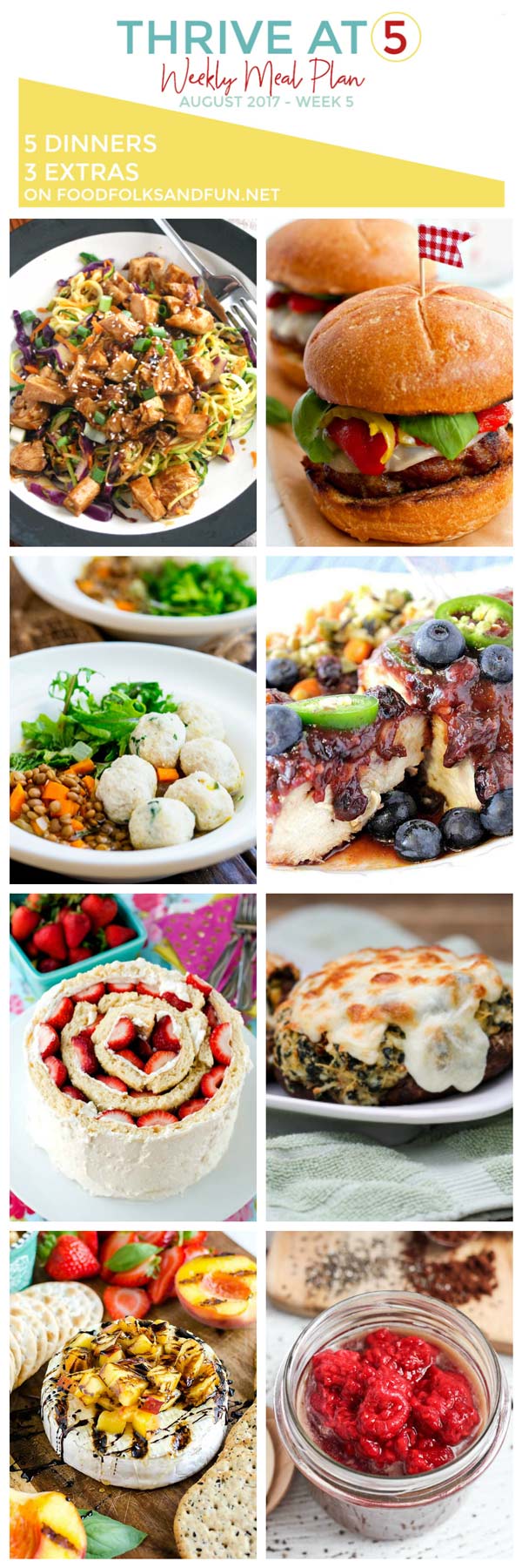 Here's the Weekly Meal Plan for July, Week 5. 5 dinners and 3 extra recipes to make your weekly meal planning a whole lot easier! via @foodfolksandfun