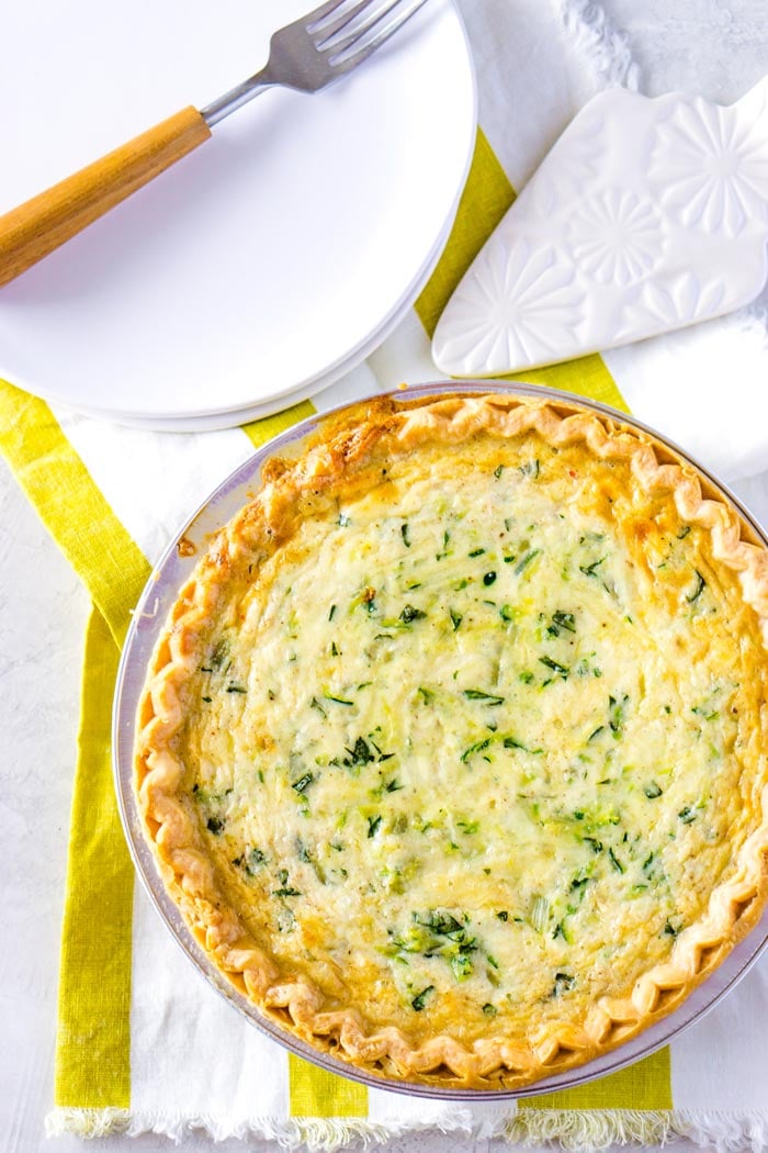 Cheesy Zucchini Quiche with basil for summer time dinners