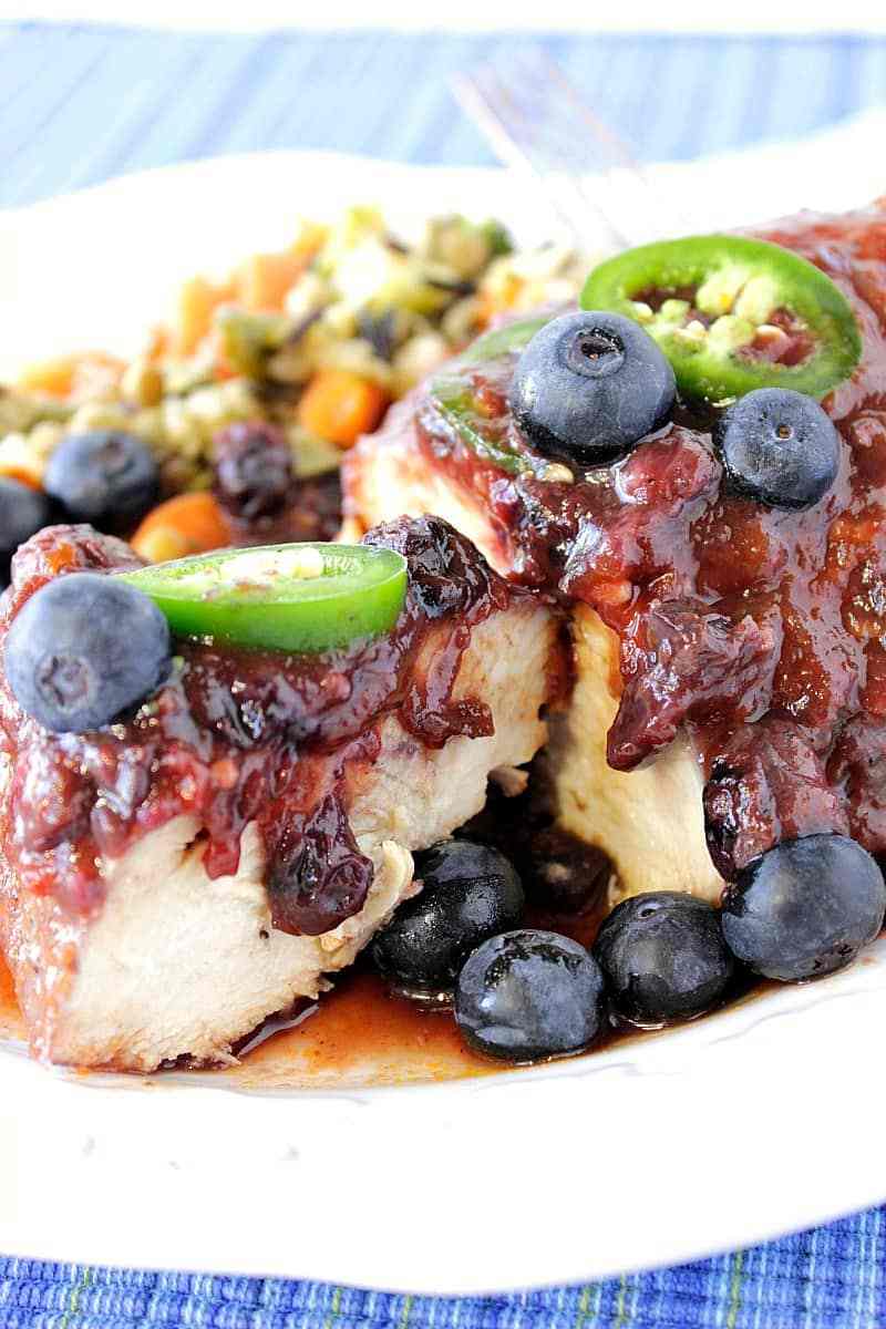 Blueberry Chile Chicken on a plate