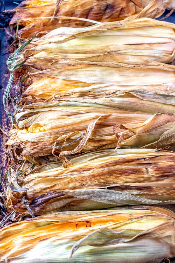 How to smoke corn on the cob with the husks on.