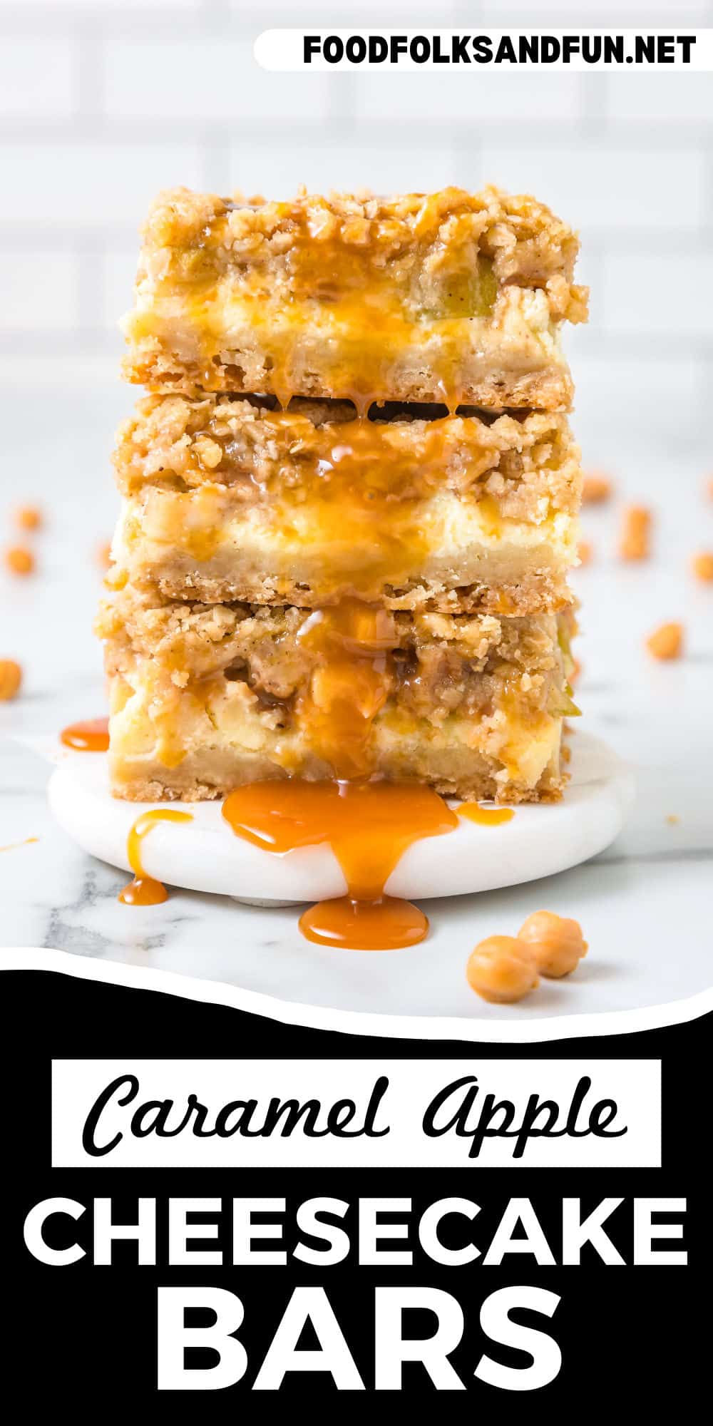 Indulge in the perfect blend of creamy cheesecake, crisp apples, and luscious caramel in our irresistible caramel apple cheesecake bars.  via @foodfolksandfun