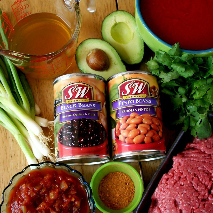 Slow Cooker Taco Soup ingredients.