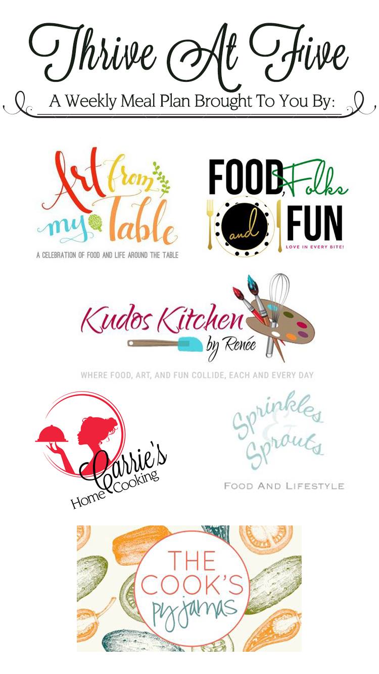 Logos of bloggers participating in the Thrive at 5 Weekly Meal Plan