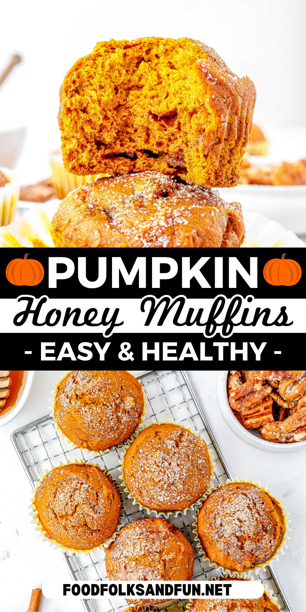 These delicious pumpkin muffins are made with honey instead of sugar, making them a healthier breakfast or snack option. They are also quick and easy to make, perfect for busy weekdays or special occasions. via @foodfolksandfun