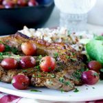 Skillet Pork Chops with Grapes is an easy dinner party recipe.