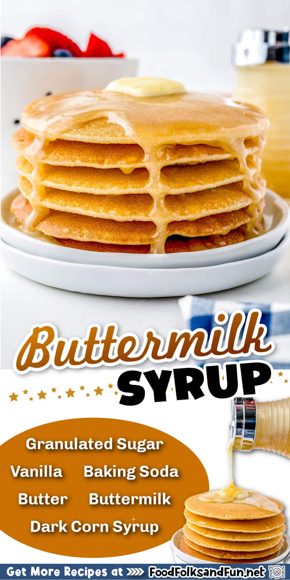 Homemade Buttermilk Syrup is the best in the history of pancake and waffle syrups! It's buttery, delicious, and so easy to make. via @foodfolksandfun