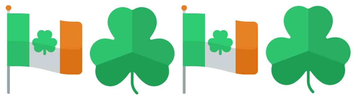 Ireland flag and shamrocks