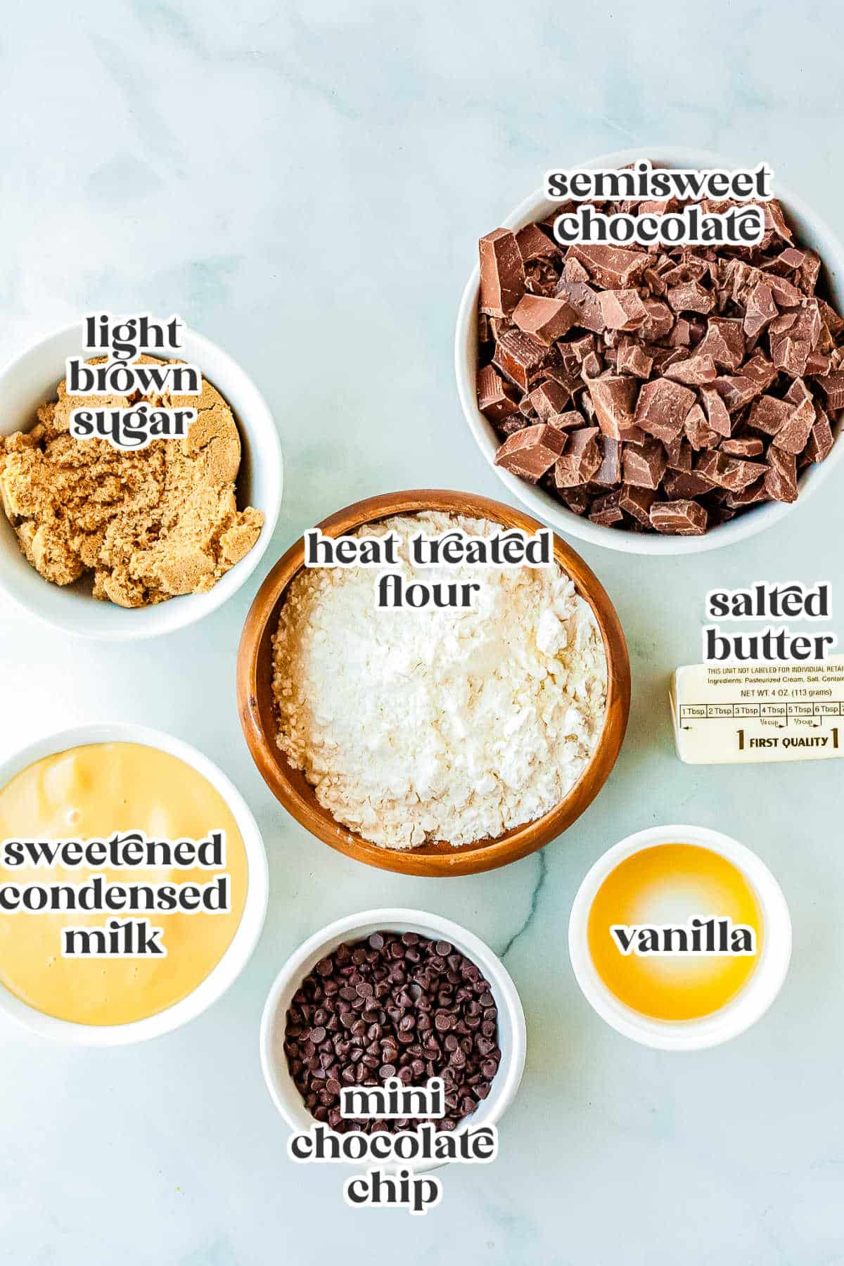 The recipe ingredients with text overlay labeling each.
