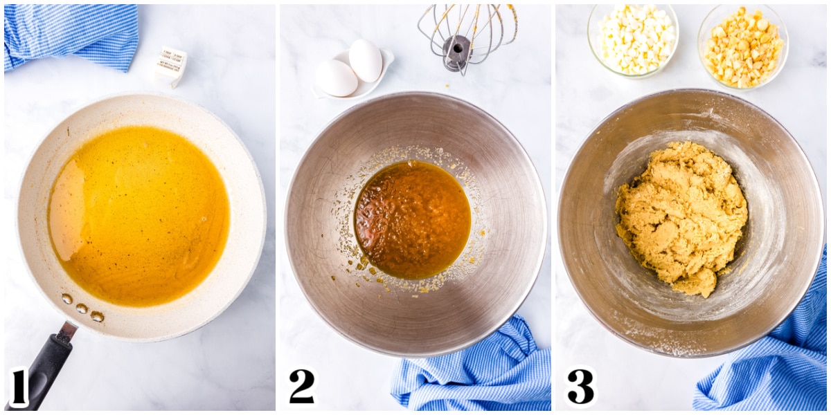 The browned butter mixed with white sugar, brown sugar, egg, and the dry ingredients.