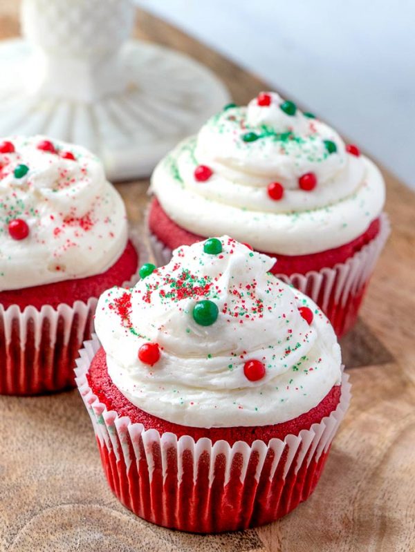 Cupcakes with Christmas sprinkles.