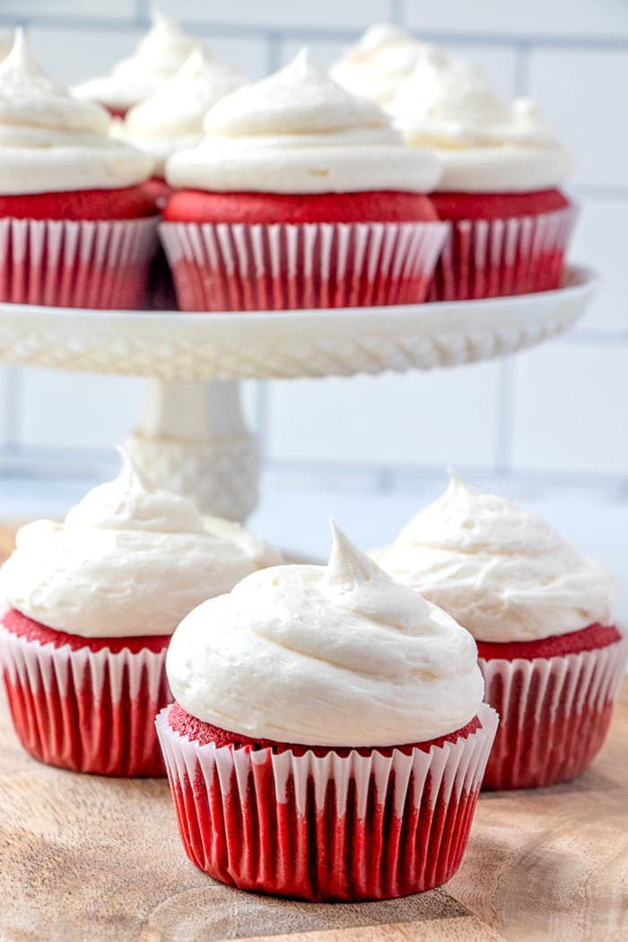 The best red velvet cupcakes ready to be served.