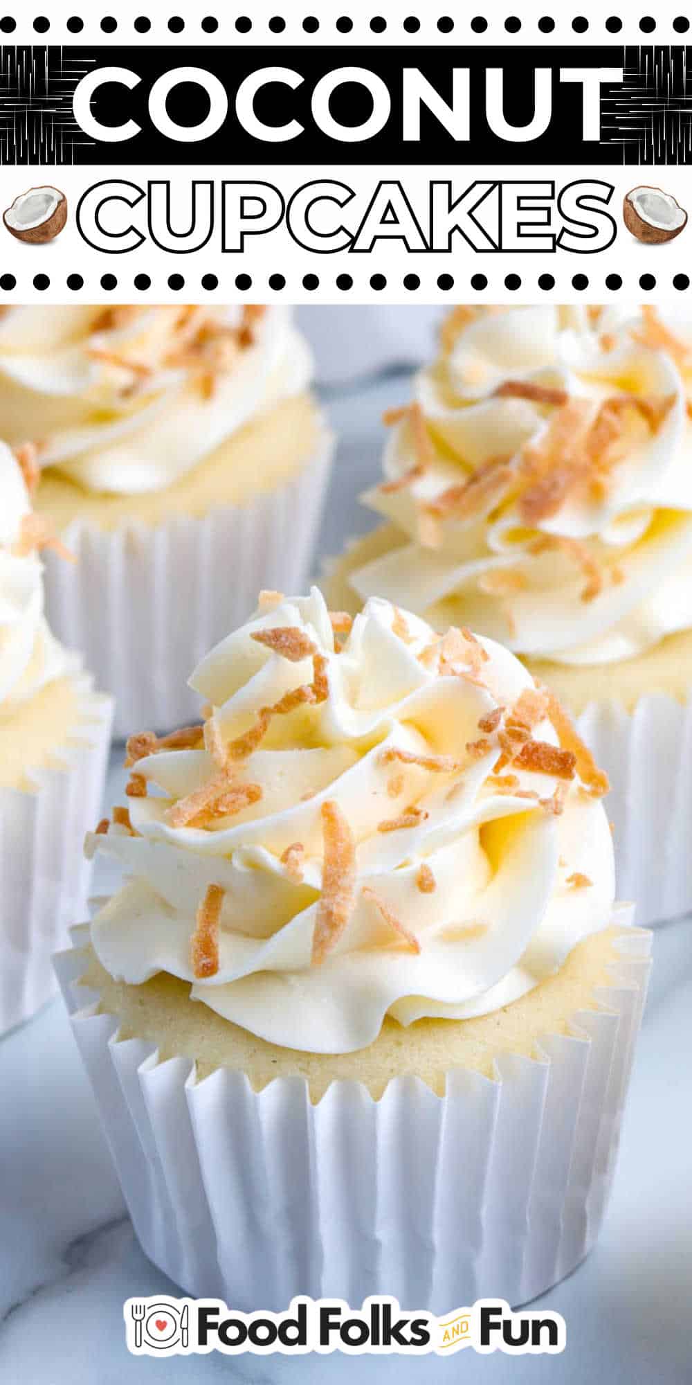 If you love coconut, these cupcakes are a dream come true. Crafted with toasted coconut flakes, velvety cream of coconut, and coconut extract, these cupcakes celebrate all things coconut. via @foodfolksandfun