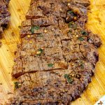 Skirt Steak that has been marinated, grilled, and sliced for carne asada street tacos.