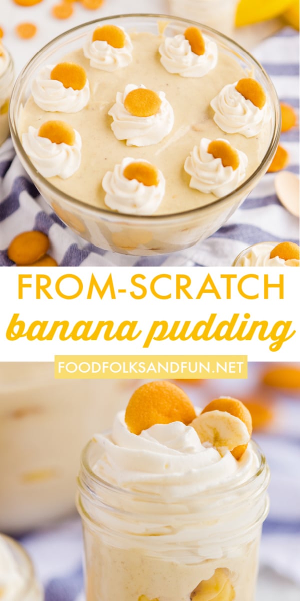 This Homemade Banana Pudding is full of banana flavor just like it should be! Come and check out the secret to a fruity, homemade banana pudding recipe that will transcend you back to your childhood! via @foodfolksandfun