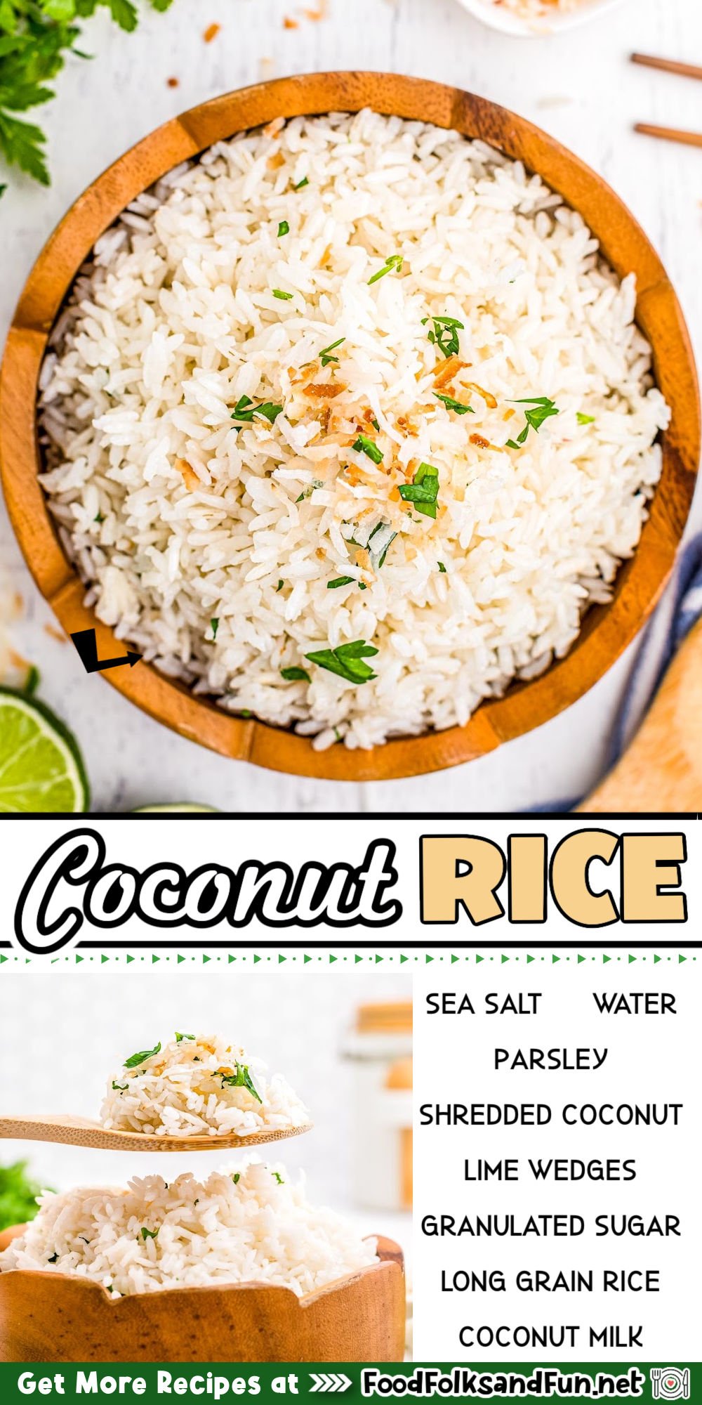 Coconut Rice is a savory side dish that is slightly sweet and creamy. It's great paired with chicken, fish, curries, and stir frys. via @foodfolksandfun
