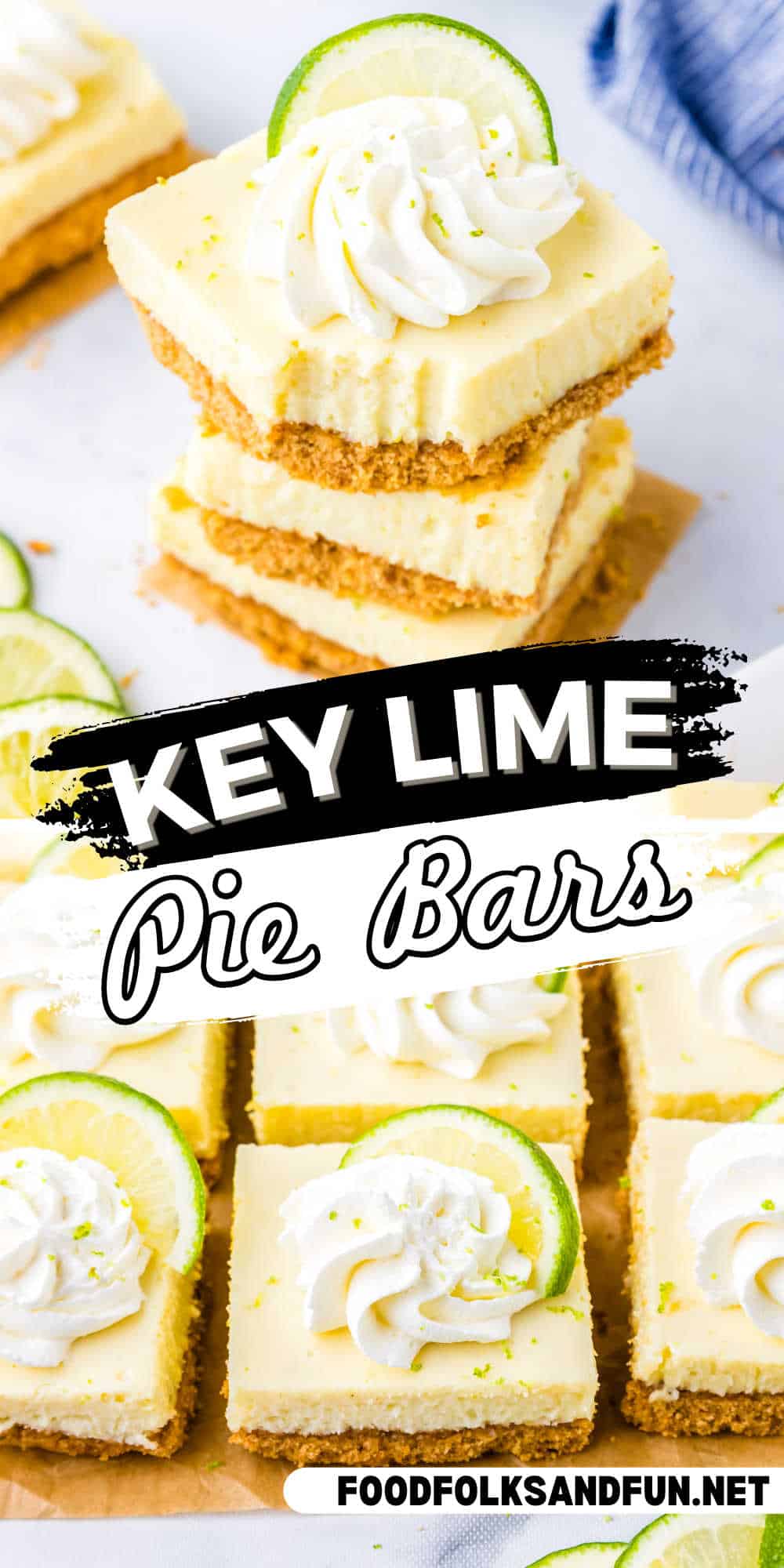 These Key Lime Bars taste like Key Lime Pie but in bar form. They’re creamy, zesty, and much easier to make than the classic pie. via @foodfolksandfun