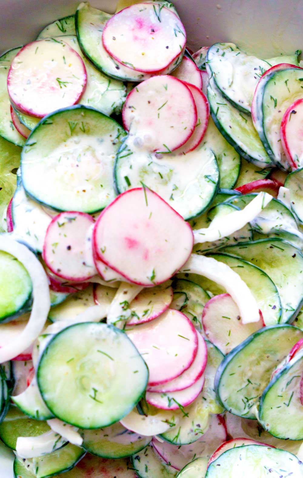 Delicious creamy cucumber salad that's super easy to make!