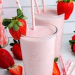 Two glasses filled with the strawberry Smoothie.