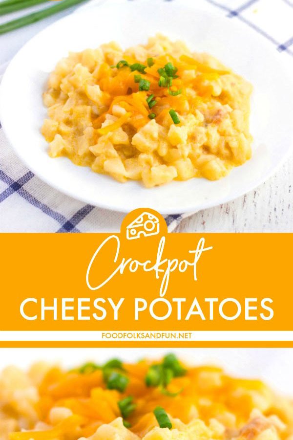 These Crockpot Cheesy Potatoes are the easiest and the best side dish or breakfast dish for any get-together!