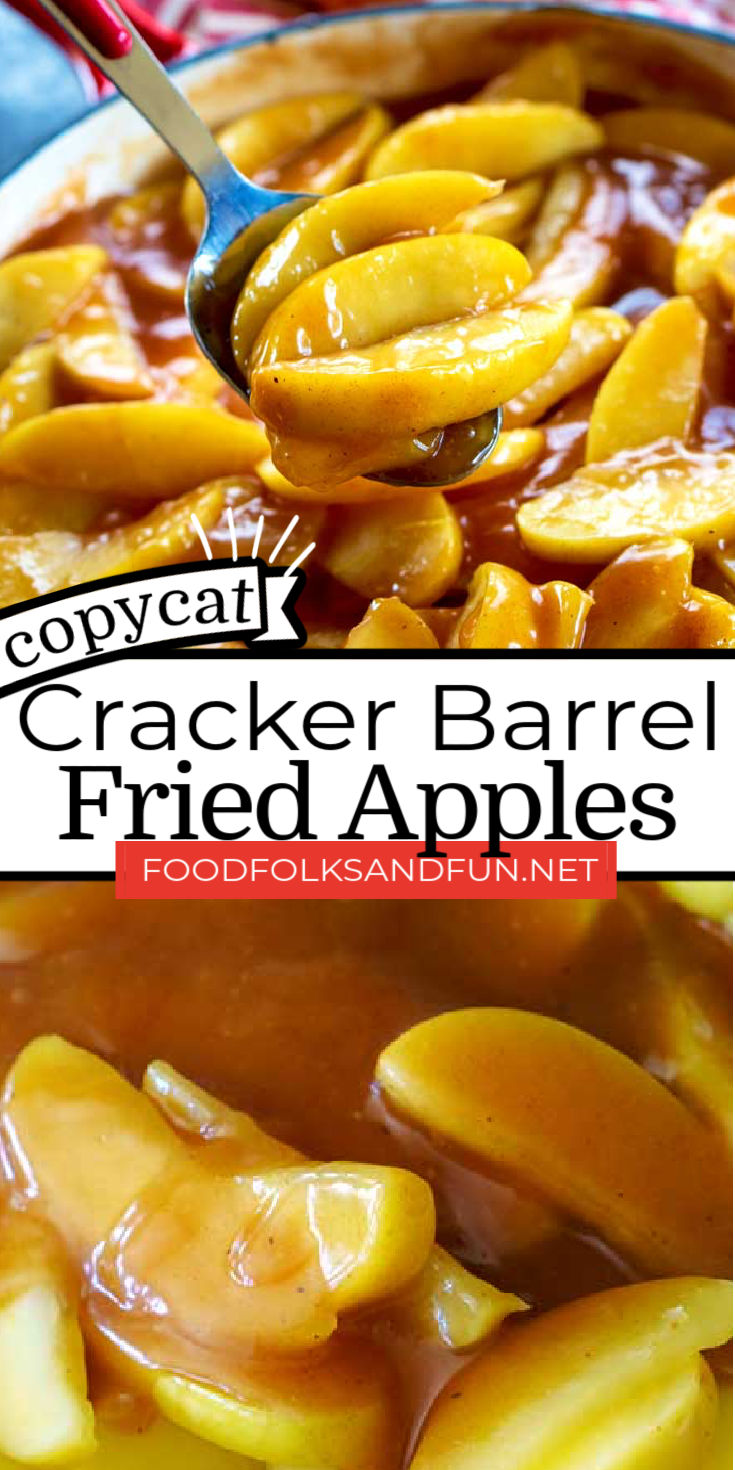 This Fried Apples recipe is an easy Cracker Barrel copycat recipe. They’re saucy, perfectly spiced, and great as a side dish or dessert. via @foodfolksandfun