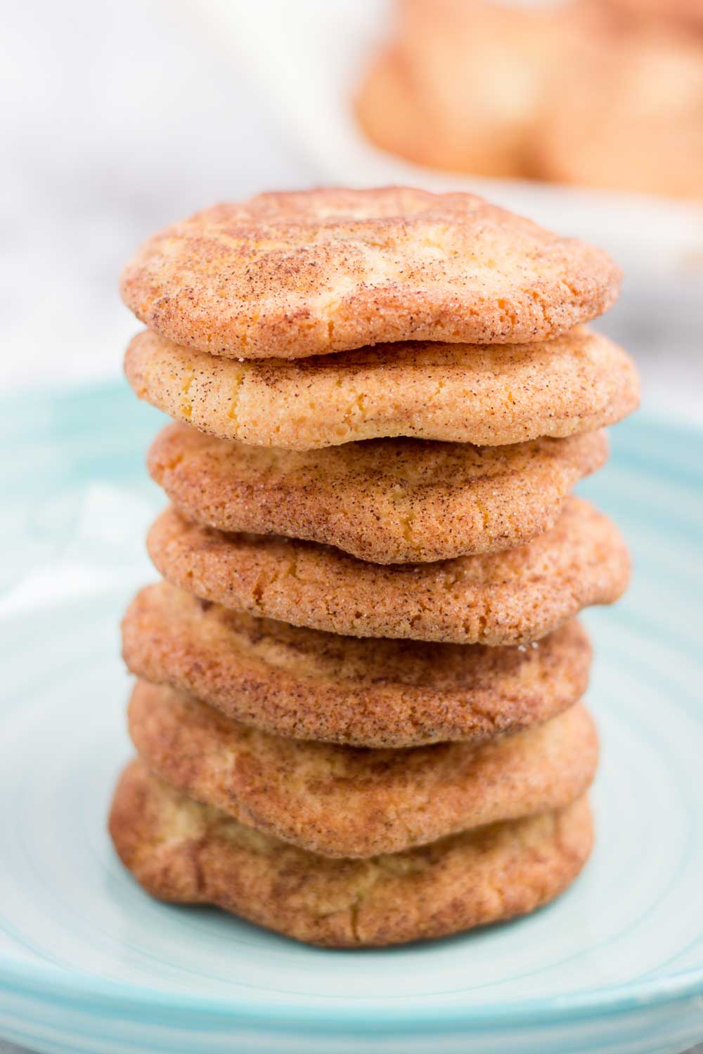 A stack of snickerdoodle cookies on a plate