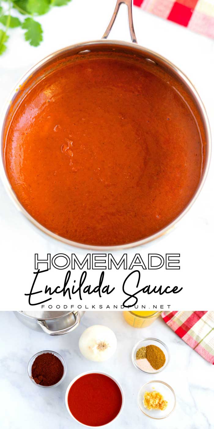 Homemade enchilada sauce is just minutes away with my simple recipe. Not only does it taste better than store-bought, but it's also quick & easy, too! via @foodfolksandfun