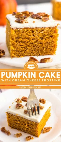 Easy Pumpkin Cake with Cream Cheese Frosting • Food Folks and Fun