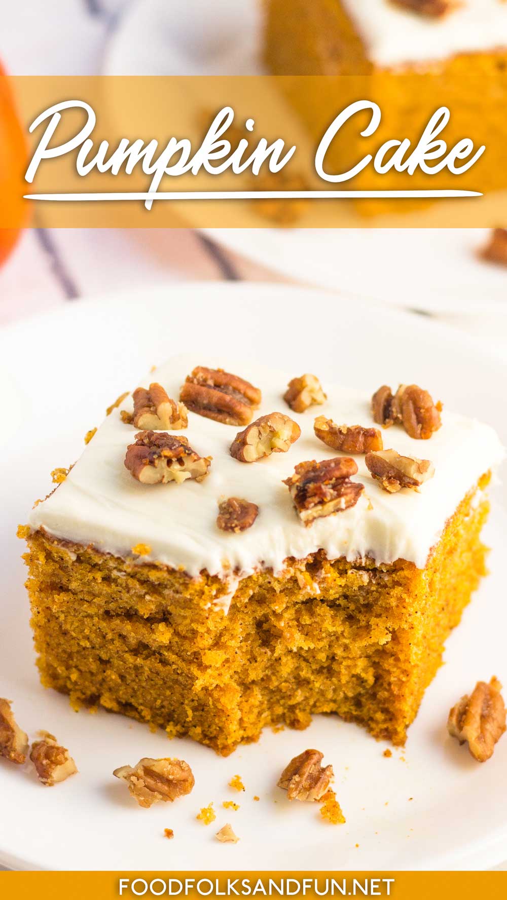 This Pumpkin Cake is easy to make and tastes so delicious! It’s perfectly spiced and it's just the right dessert for Fall! 