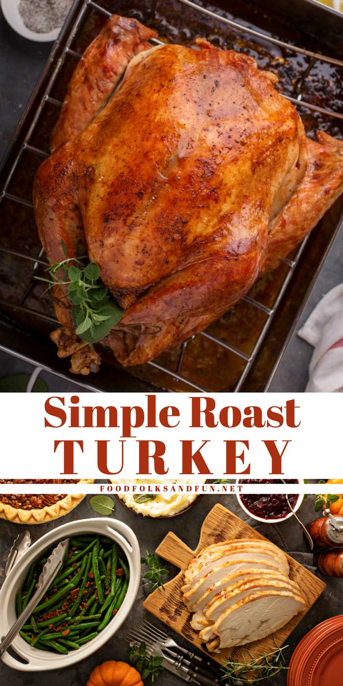 This Simple Turkey Brine recipe and Roast Turkey recipe is just what you need to make a perfect turkey for Thanksgiving, the holidays, or anytime!  via @foodfolksandfun