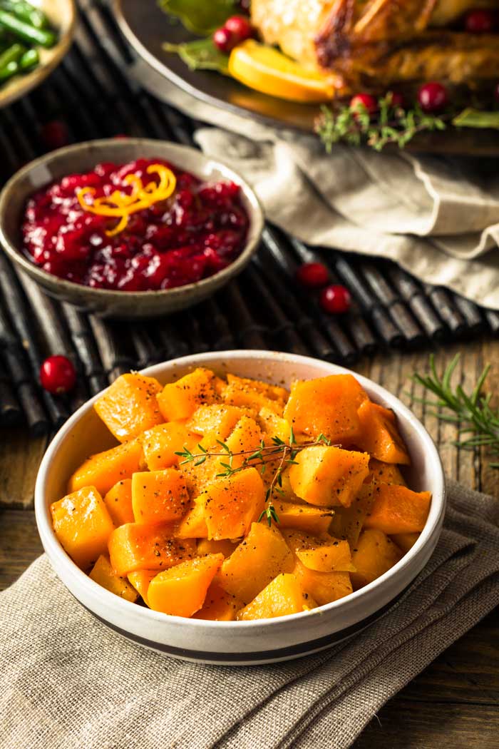 Roasted Butternut Squash on a Thanksgiving table 