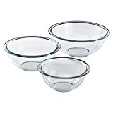 Small, medium, and large glass mixing bowls