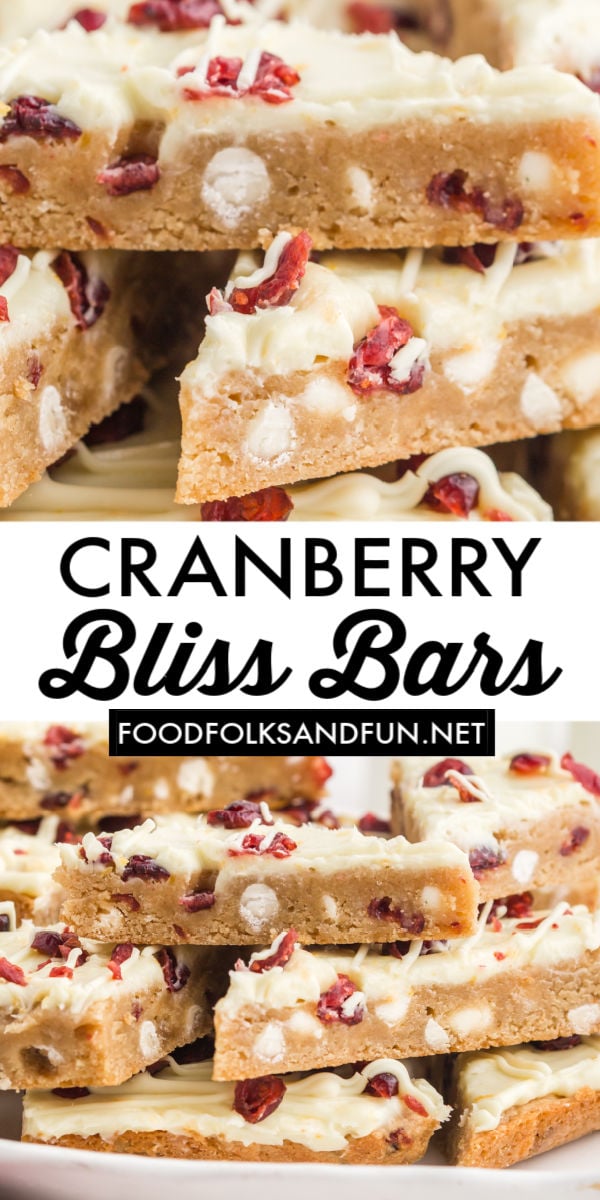 These Cranberry Bliss Bars are perfect for the holidays and a Starbucks copycat recipe. They're quick and easy to make and taste just like Starbucks! via @foodfolksandfun